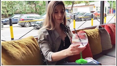 Remote-controlled orgasm for my stepsister in a bar