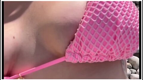 Scenario At The Beach: I Show My Pussy And I Put On My Double Dildo Very Wet Real Little Bitch