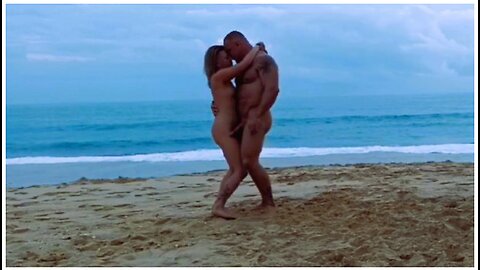 Lovers Dance & Kiss On Beach Hot Summer Passion