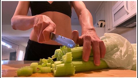 Making A Salad In A Bikini
