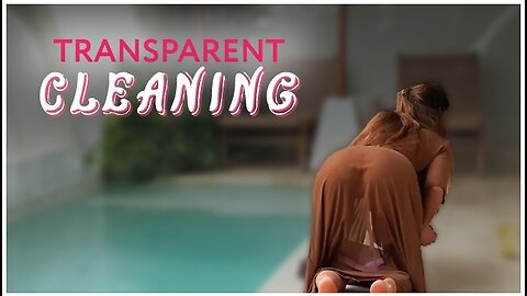 Seductive Cleaning By A Naked Brunette With A Big Ass In A Transparent Robe
