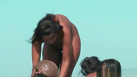 Horny Curvy Tanned Nudist Milfs Beach Voyeur HD Video