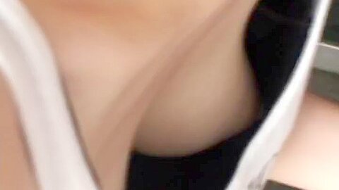 Voyeur enjoys looking downblouse of hot, adorable Asian girls.